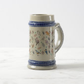 Spring Birds Pattern Bierglas (VorderseiteRechts)