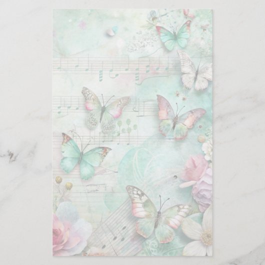 Spring Bitterflies Letter Sheets Stationery Briefpapier (Rückseite)