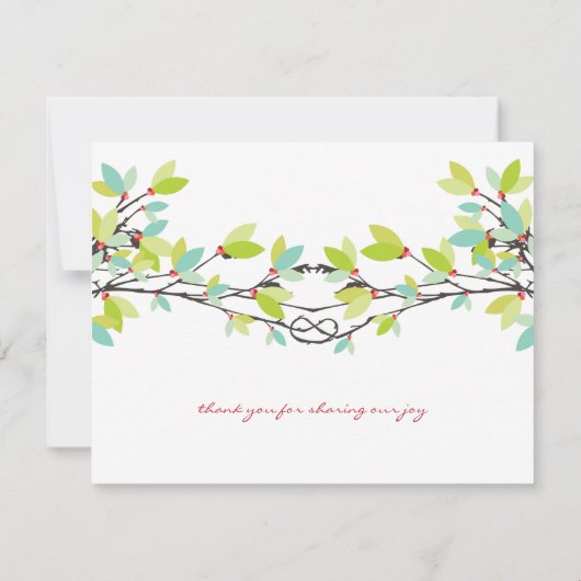 Spring Blätter Knotted Liebe Trees Danke Karte (Rückseite)
