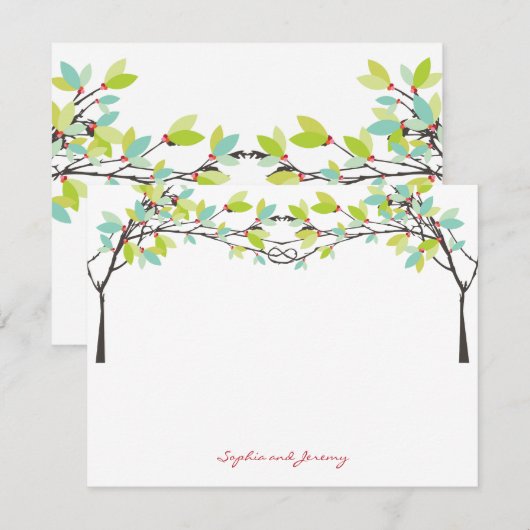 Spring Blätter Knotted Liebe Trees Danke Karte (Vorne/Hinten)