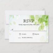 Spring Blätter Watercolor Wedding RSVP (Vorderseite)
