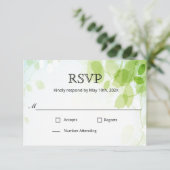 Spring Blätter Watercolor Wedding RSVP Karte (Stehend Vorderseite)
