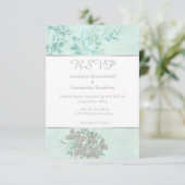 SPRING BLAUER AQUA SILVER WEDING REPONSE UAWG EINLADUNG (Stehend Vorderseite)
