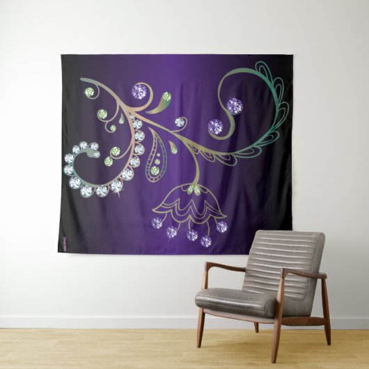 Spring Bling Garden Blume Rhinestones Wandteppich (Beispiel (Horizontal))