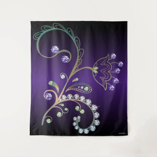 Spring Bling Garden Blume Rhinestones Wandteppich (Vorderseite)