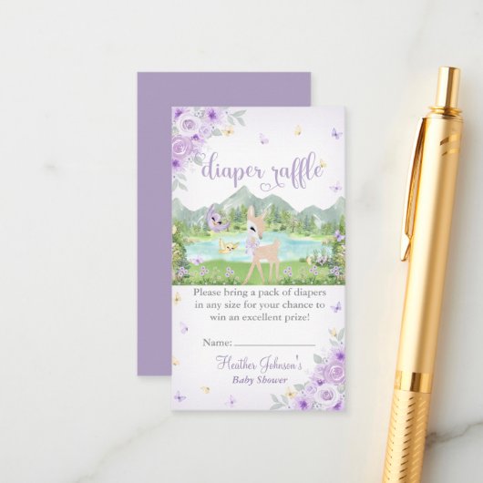 Spring Bloom and Butterflies Deer Baby Shower  Begleitkarte (Vorderseite/Rückseite Beispiel)