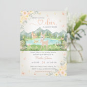 Spring Bloom and Butterflies Deer Baby Shower  Einladung (Stehend Vorderseite)
