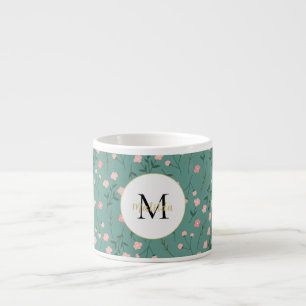 "Spring Bloom", Aqua und Rosa Blütenblüten, kunden Espressotasse