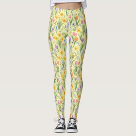 Spring Bloom Burst Pattern Leggings