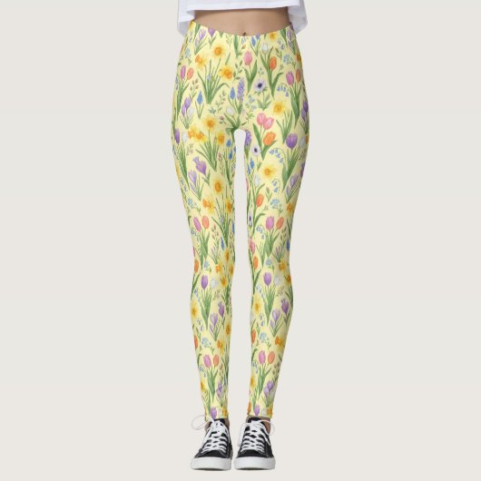 Spring Bloom Burst Pattern Leggings (Vorderseite)