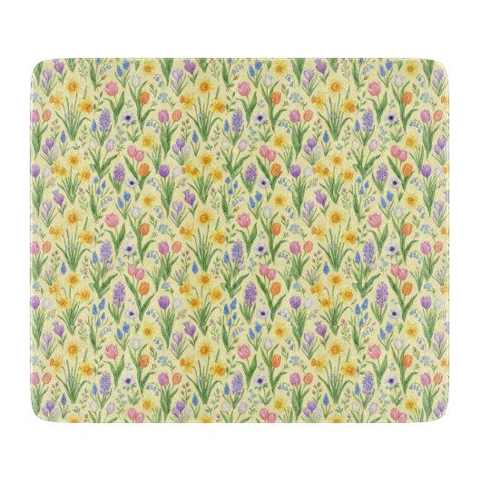 Spring Bloom Burst Pattern Schneidebrett (Vorderseite)