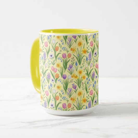 Spring Bloom Burst Pattern Tasse (Vorderseite Links)