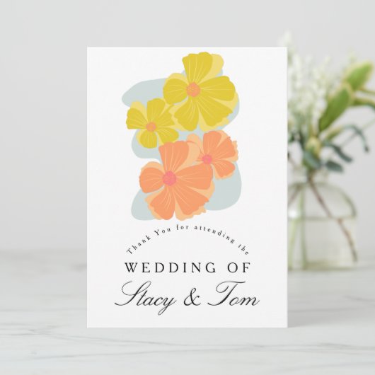 Spring Bloom Cosmos Hand Drawn Wedding Karte (Stehend Vorderseite)