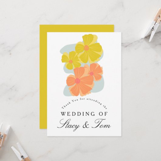 Spring Bloom Cosmos Hand Drawn Wedding Karte (Vorderseite/Rückseite Beispiel)