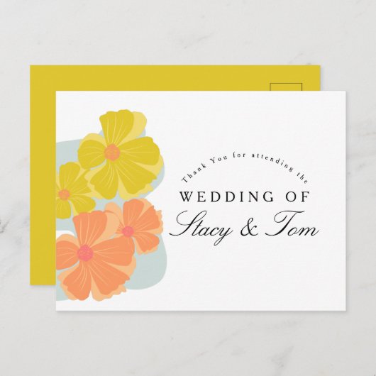 Spring Bloom Cosmos Hand Drawn Wedding Postkarte (Vorne/Hinten)