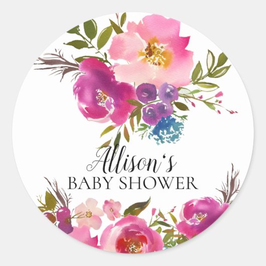 Spring Bloom Floral Baby Dusche Umschlag Aufkleber (Vorderseite)