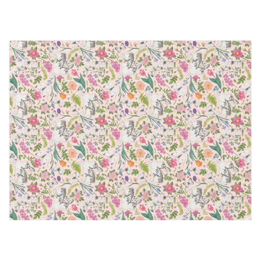 Spring Bloom Garden Bunny Butterfisch Ostern Tischdecke (Vorderseite (Horizontal))