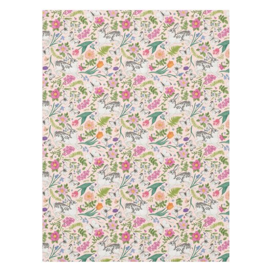Spring Bloom Garden Bunny Butterfisch Ostern Tischdecke (Vorderseite)