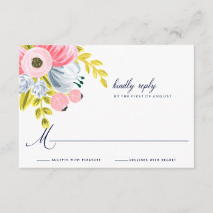 Spring Bloom Watercolor Floral Wedding RSVP Karte