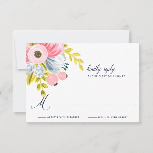 Spring Bloom Watercolor Floral Wedding RSVP Karte (Vorderseite)