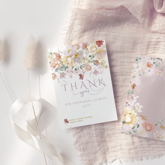 Spring Bloom Wildblume Lila Girl Baby Dusche Dankeskarte