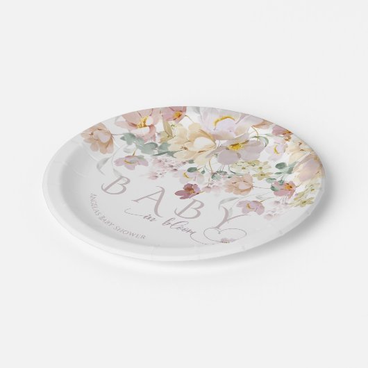 Spring Bloom Wildblume Lila Girl Baby Dusche Pappteller (Schrägansicht)