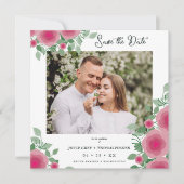 Spring Blooming Pink Shades Wedding Photo Save The Date (Vorderseite)