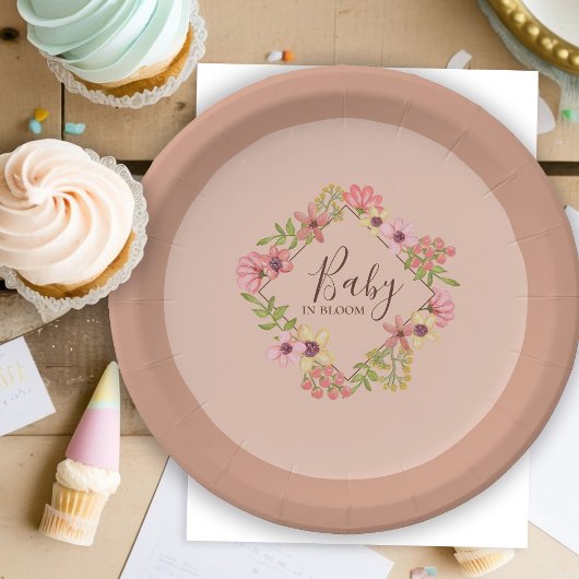 Spring Blooms Baby Dusche Pink Blume Boho Party Pappteller