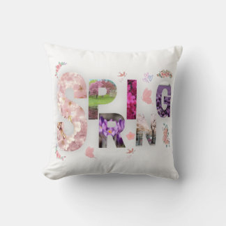 Spring Blooms Floral Typography Throw Pillow Kissen