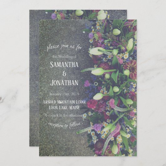 Spring Blooms Foto Hochzeit Einladung (Vorne/Hinten)