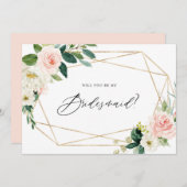 Spring Blooms Geometric werden Sie meine Bridesmai Einladung (Vorne/Hinten)