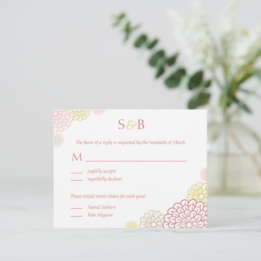 Spring Blooms Wedding RSVP Card (Stehend Vorderseite)