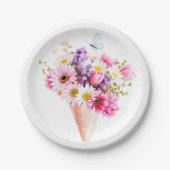 Spring Blossom Bouquet with Butterfly Pappteller (Vorderseite)