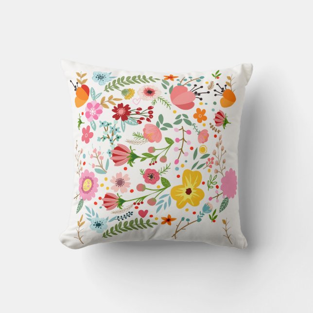 Spring Blossom Floral Throw Pillow Kissen (Vorderseite)