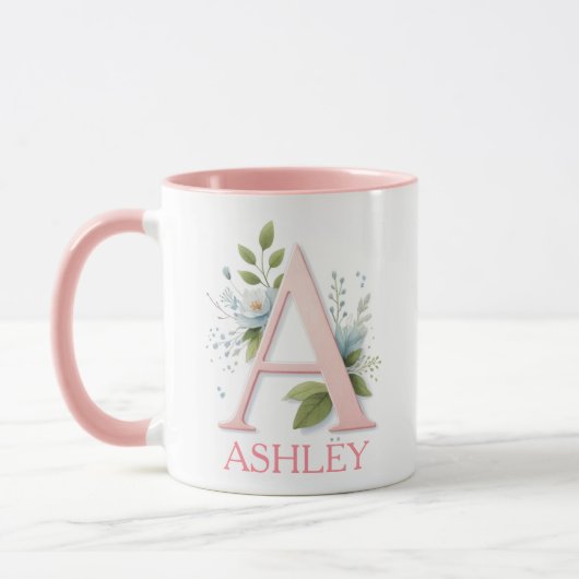 Spring Blossom Personalisierter Buchstabe A - Indi Tasse (Links)
