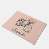 Spring Blue Bicycle Blume auf hellrosa Fußmatte (Schrägansicht)