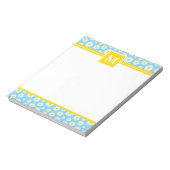 Spring Blue Daisies Monogram Notizblock (Rotiert)