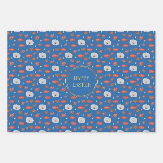 Spring Blue Floral Muster Christlich Happy Oaster Geschenkpapier Set (Vorderseite 2)