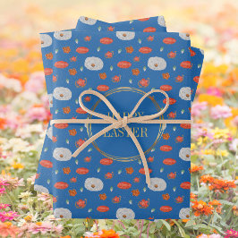 Spring Blue Floral Muster Christlich Happy Oaster Geschenkpapier Set