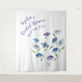 Spring Blue Lila Floral Brautparty Hintergrund Wandteppich (Vorderseite)