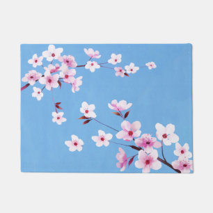 Spring Blue Sky Cherry Blossom Blume Warecolor Fußmatte