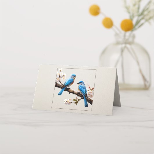 Spring Bluebirds Empfang Platzkarte (Rückseite)