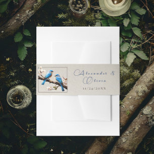 Spring Bluebirds Hochzeit Einladungsbanderole