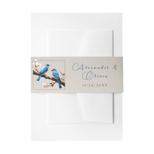 Spring Bluebirds Hochzeit Einladungsbanderole (Vorderseite Beispiel)