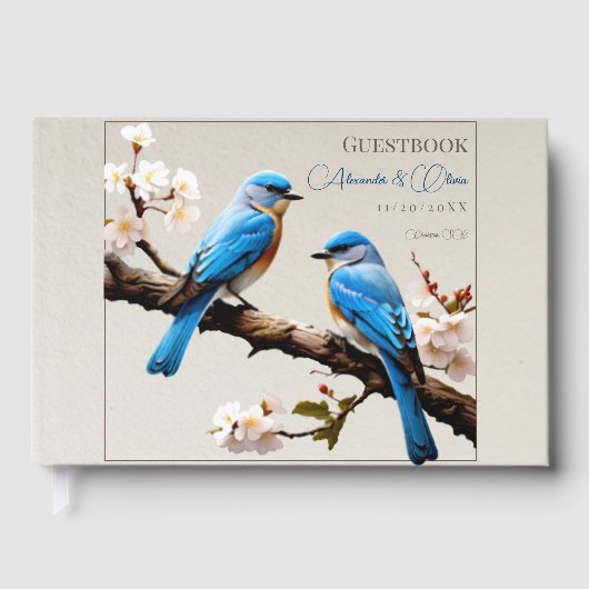 Spring Bluebirds Hochzeit Gästebuch (Vorderseite)