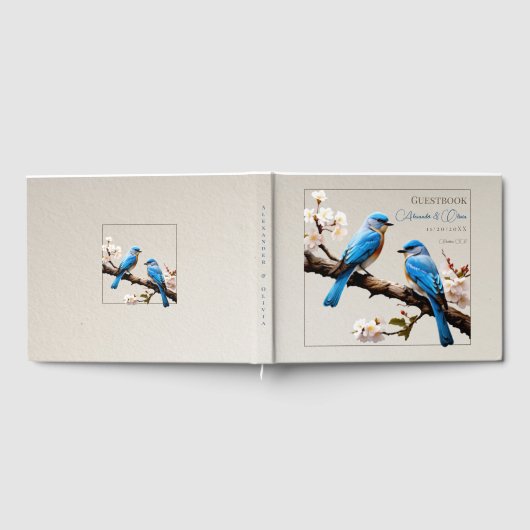 Spring Bluebirds Hochzeit Gästebuch (Voll)