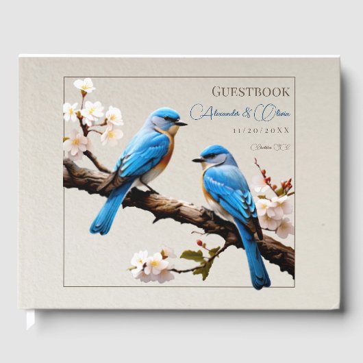 Spring Bluebirds Hochzeit Gästebuch (Vorderseite)