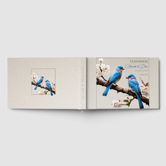 Spring Bluebirds Hochzeit Gästebuch (Voll)
