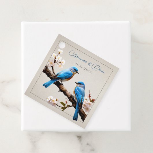 Spring Bluebirds Hochzeit Geschenkanhänger (Beispiel)