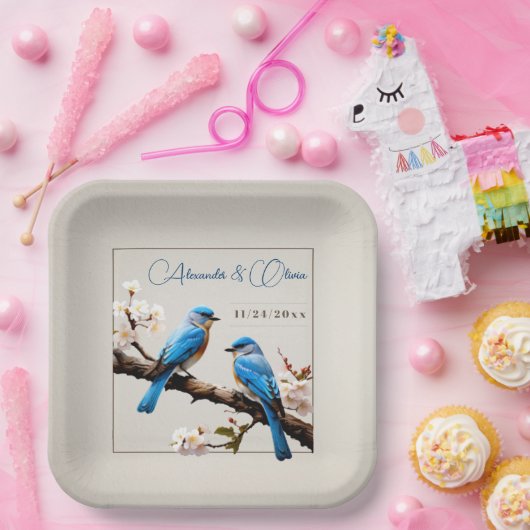Spring Bluebirds Hochzeit Pappteller (Party)